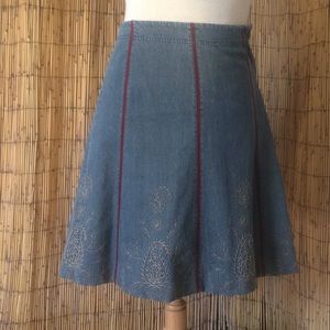 Liz Claiborne denim skirt red stripes/Paisley